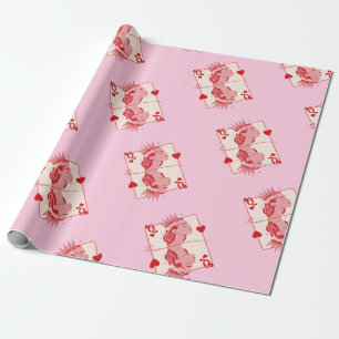 Papier Cadeau Reine de Cœur Art Prépa Rouge et Rose
