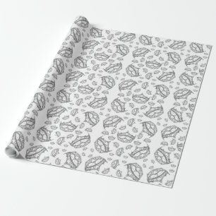 Papier Cadeau Reine des Coeurs couronne d'argent tiaras emballag