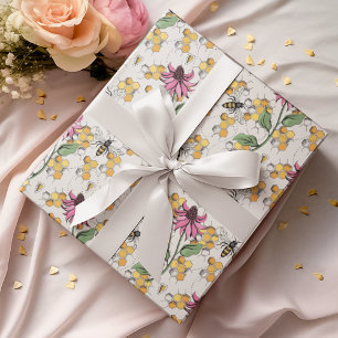 Papier Cadeau Reine d'ivoire romantique abeille, peigne de miel 
