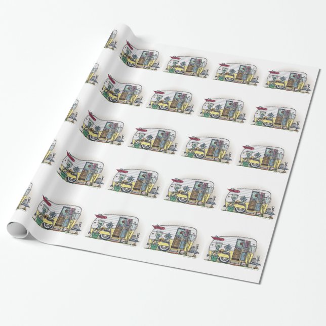 Papier Cadeau Remorque de campeur de Shasta rv (Déroulé)