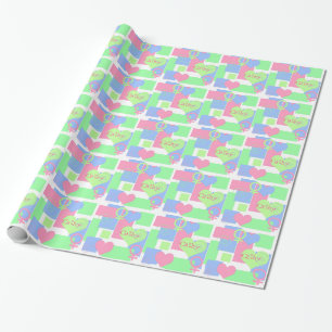Papier Cadeau Remous, carrés et coeurs+Signe/homosexuel