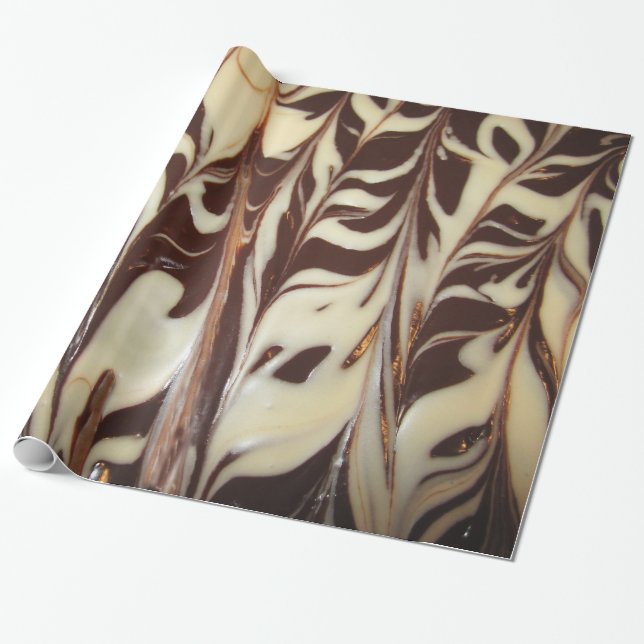 Papier Cadeau Remous de chocolat de blanc et de lait (Déroulé)