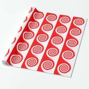 Papier Cadeau Remous rouge et blanc de sucrerie de menthe