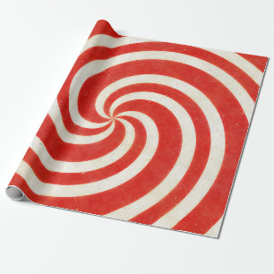 Papier Cadeau Remous vertigineux rouge et blanc de sucrerie