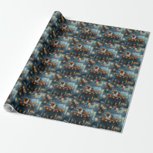 Papier Cadeau Renard américain de Noël Voyage Festif