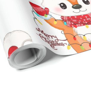 Papier Cadeau Renard de Noël avec lumières