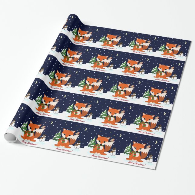 Papier Cadeau Renard de Noël et texte mignons de coutume (Déroulé)