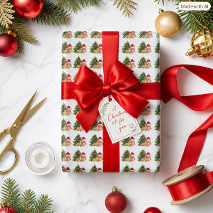Papier Cadeau Renard de Noël Festif Fantaisie Fêtes