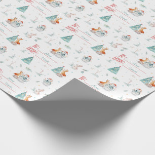 Papier Cadeau Renard de Noël Snowman Personnalisé à et de Nom