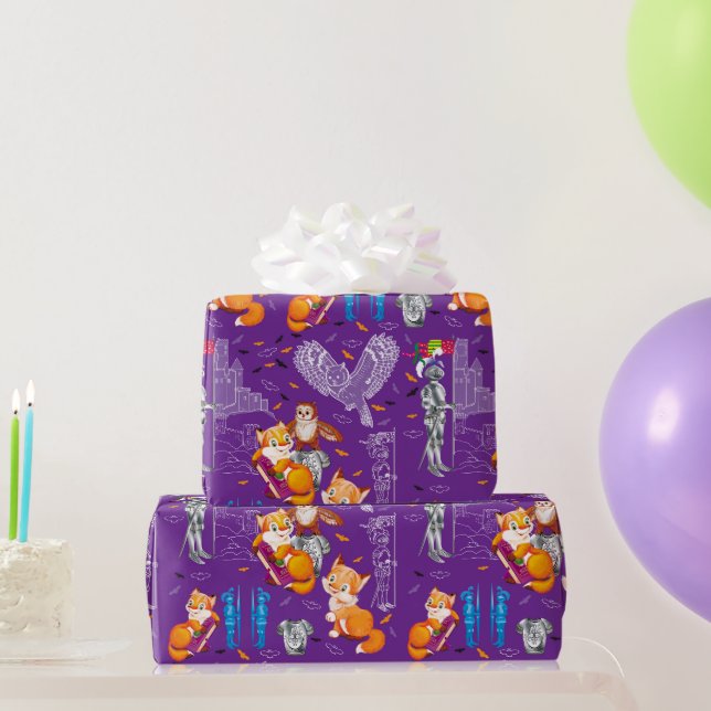 Papier Cadeau renard et hibou (Cadeaux de fête)