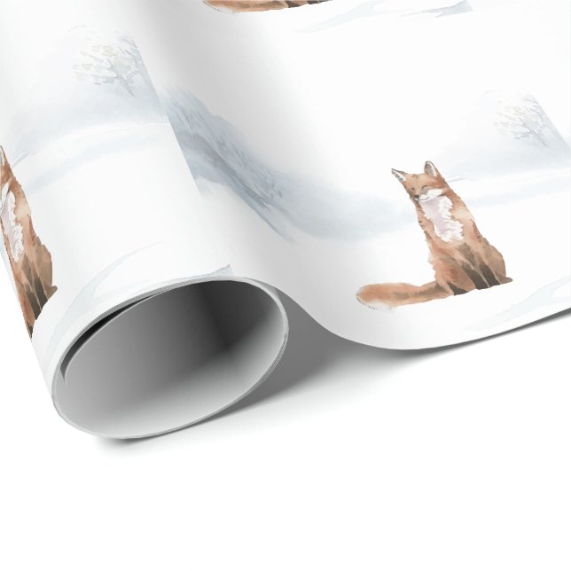 Papier Cadeau Renard hivernal (Coin rond)