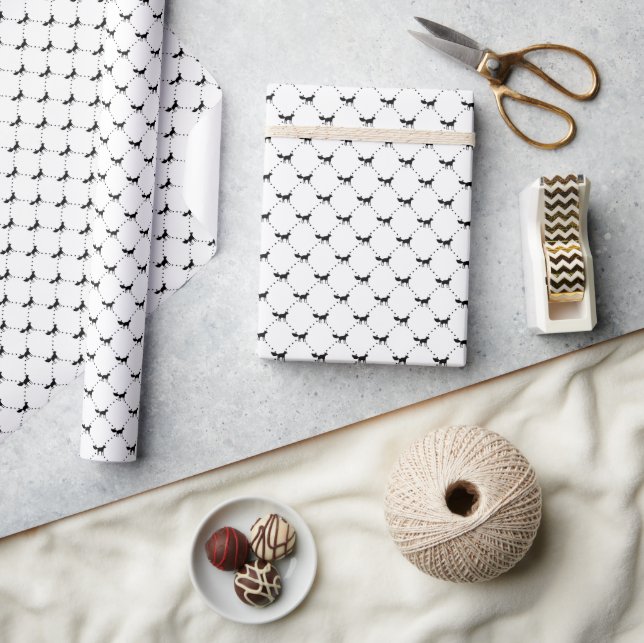 Papier Cadeau Renard hivernal noir et blanc (Artisanat)