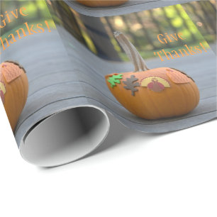 Papier Cadeau Rendez grâce Orange Citrouille Jolie