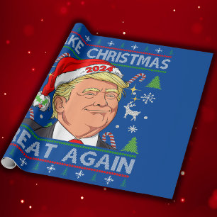 Papier Cadeau Rendre Noël à nouveau super drôle Trump 2024