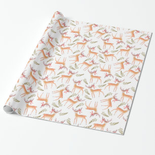 Papier Cadeau Renne de région boisée bonnes fêtes