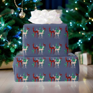 Papier Cadeau Renne en cristal de pierre précieuse Noël Fêtes