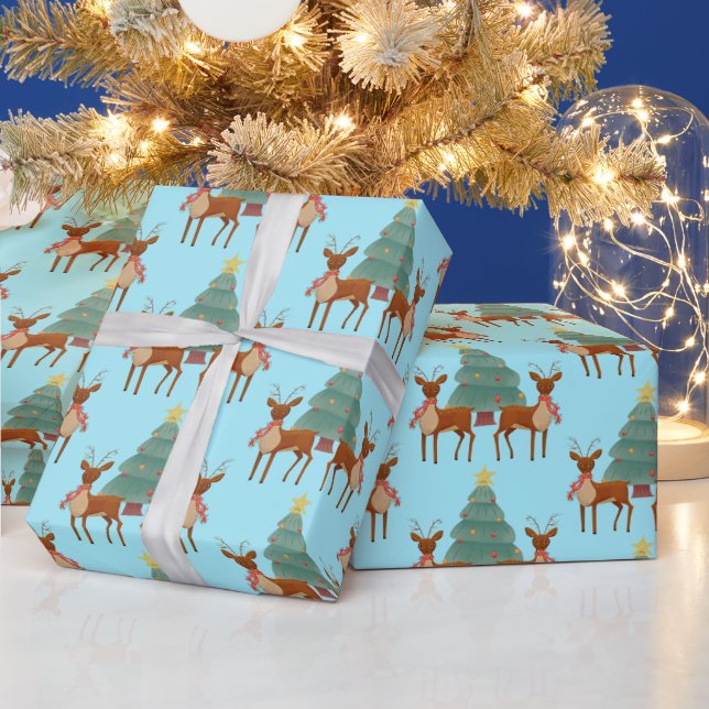 Papier Cadeau Rennes à Noël (Vacances)