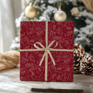 Papier Cadeau rennes ludiques & botanique hivernale - Noël