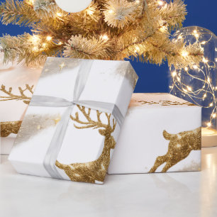 Papier Cadeau Rennes scintillants et étoiles