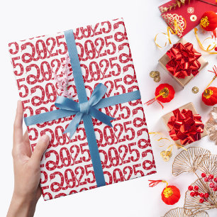 Papier Cadeau Répétition du serpent rouge 2025 Nouvel An chinois