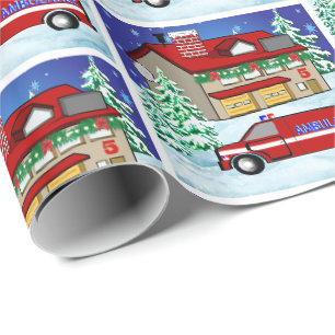 Papier Cadeau Répondeur EMS de l'ambulance de pompiers Noël