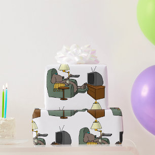 Papier Cadeau Repos Chien regardant la télévision