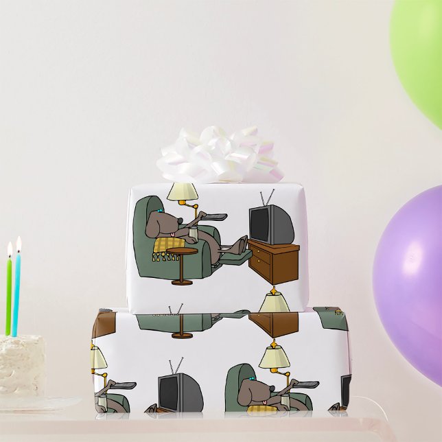 Papier Cadeau Repos Chien regardant la télévision (Créateur téléchargé)