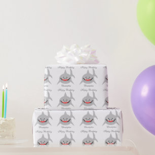 Papier Cadeau Requin Ajouter simplement un nom Anniversaire