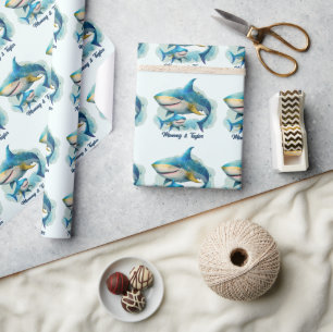 Papier Cadeau Requin et bébé, Nouveau bébé, Vacances