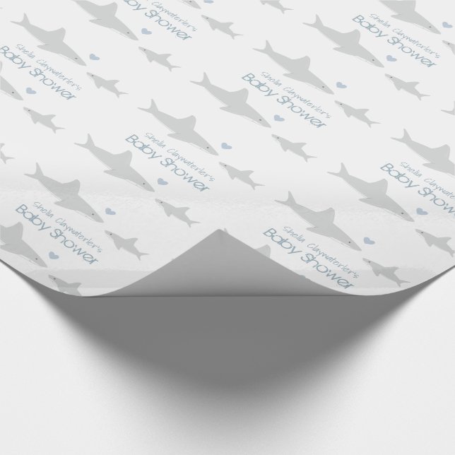 Papier Cadeau Requins mignons avec des mots | Papier à enveloppe (Coin)