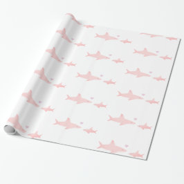Papier Cadeau Requins mignons rose blanc | BABY SHOWER