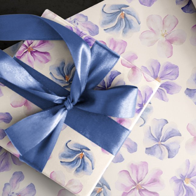 Papier Cadeau Ressort Botanique rose & violet Fleurs (Créateur téléchargé)