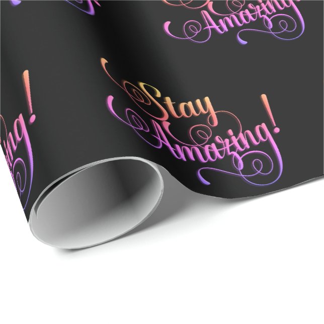 Papier Cadeau Rester le texte Extraordinaire en noir (Coin rond)