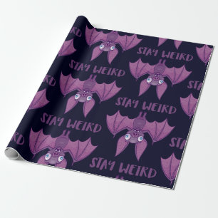 Papier Cadeau Restez bizarre chauve-souris caricaturale