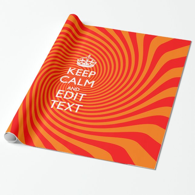 Papier Cadeau Restez Calme Et Ayez Votre Texte Orange Swirl (Déroulé)