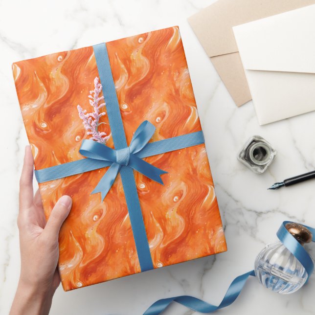 Papier Cadeau Résumé aquarelle orange abstrait (Cadeaux)