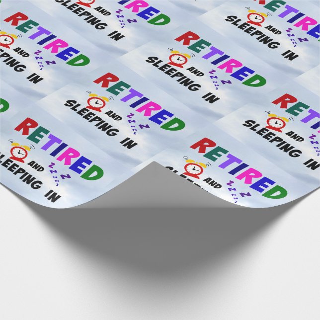 Papier Cadeau Retraité et dormir dedans, design amusant (Coin)