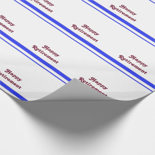 Papier Cadeau Retraite heureuse, rayure rouge, sur l'enveloppe