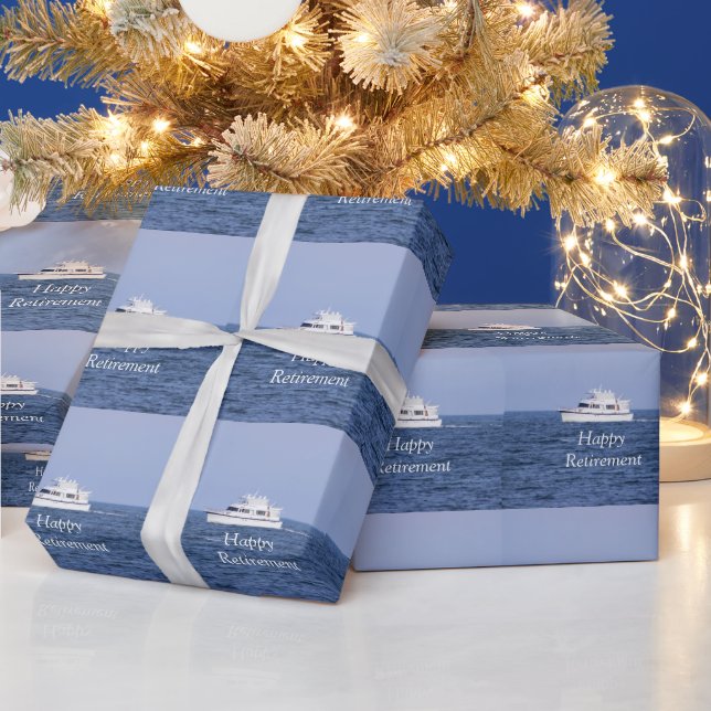 Papier Cadeau Retraite photo bateau (Vacances)