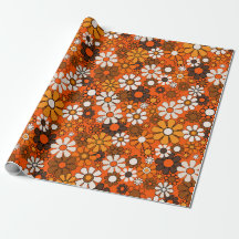 Rétro 70 Boho Fleurs Marron Orange Cadeau