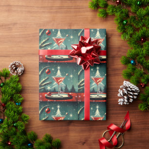 Papier Cadeau Retro années 50 Flurry Christmas Tree Martini