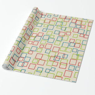 Papier Cadeau Retro Anniversaire Carrés papier d'enveloppement