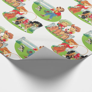 Papier Cadeau Rétro anniversaire de enfant de cow-girl de cowbo