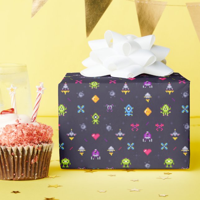 Papier Cadeau Retro Arcade Jeu Motif fête d'anniversaire (Fête d'anniversaire)