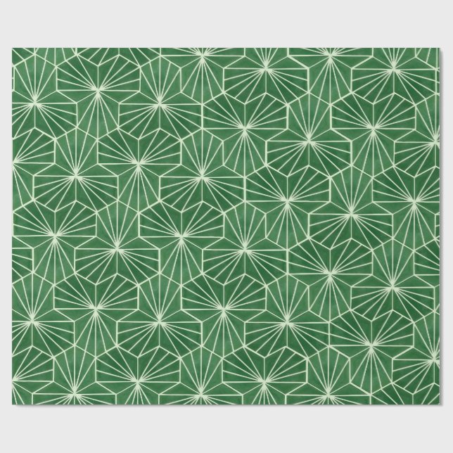 Papier Cadeau Retro Art Deco Lime Green Geometric Pattern (Plat)