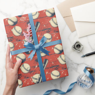 Papier Cadeau Retro Baseball Strike