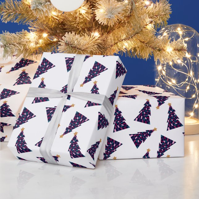 Papier Cadeau Retro Bold À damiers Motif d'arbre de Noël (Vacances)