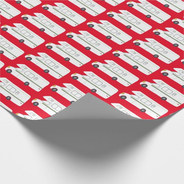 Papier Cadeau Rétro Camper Motorhome vert rouge Noël (Coin)