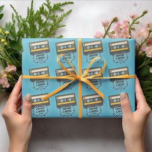 Papier Cadeau Retro Cassette Bande Pop Art Mariage de livre
