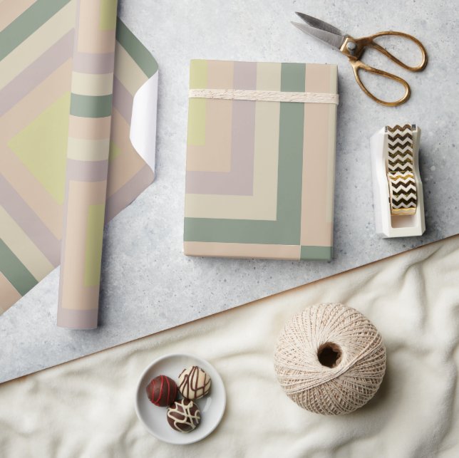 Papier Cadeau Retro Chic Lemon Pastel géométrique (Artisanat)